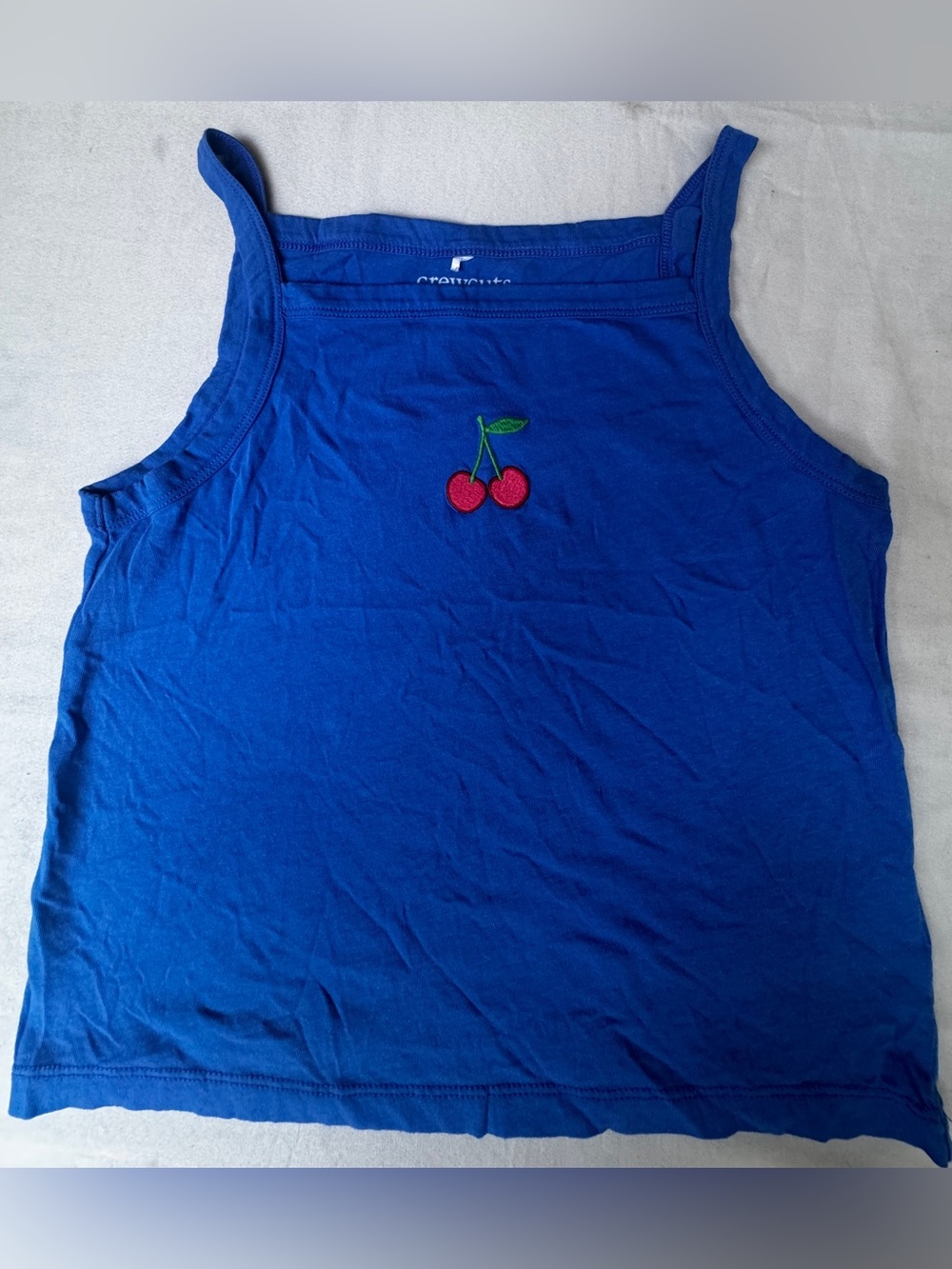 Crewcuts Cherrys print pullover straps girls blue tank size XL 12-14